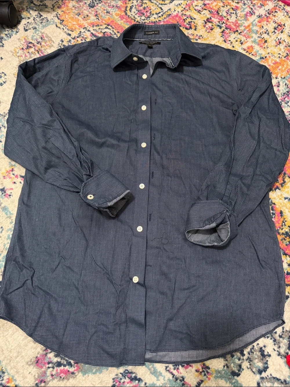 Banana Republic Navy Micro-Check Dress Shirt